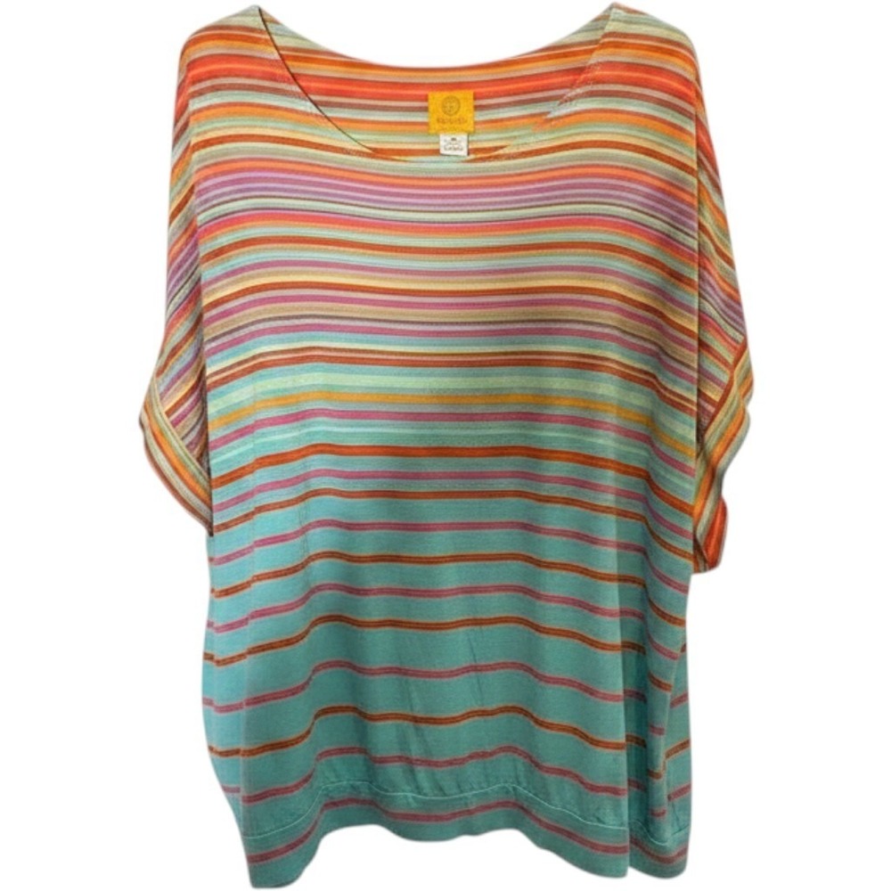 Ruby Rd. Tunic Top Womens 3XL Multicolor Striped Dolman Short Sleeve
